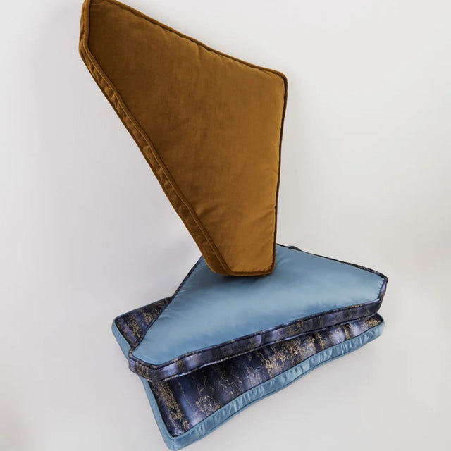 ALPAQ STUDIO. SILK TRIANGULAR CUSHION IN BROWN