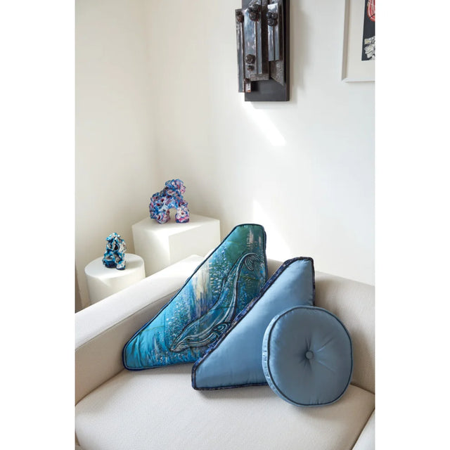 ALPAQ STUDIO. SILK TRIANGULAR CUSHION IN BLUE