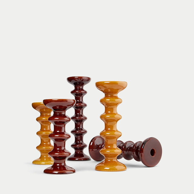 SLAVIC SMALL CANDLE HOLDER IN BROWN