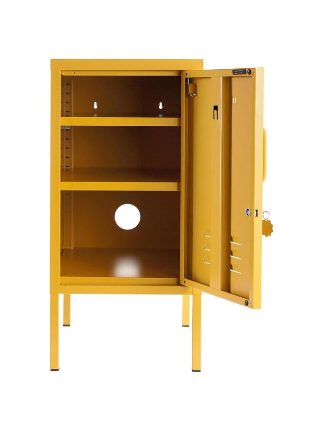 METAL BEDSIDE TABLE THE SHORTY IN YELLOW WITH LEFT OR RIGHT HINGE