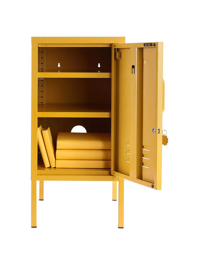 METAL BEDSIDE TABLE THE SHORTY IN YELLOW WITH LEFT OR RIGHT HINGE