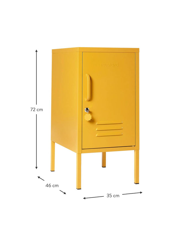 METAL BEDSIDE TABLE THE SHORTY IN YELLOW WITH LEFT OR RIGHT HINGE
