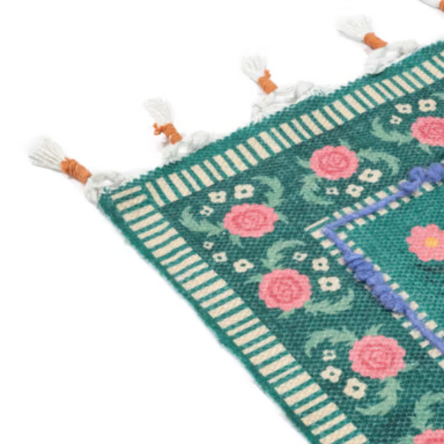 LO CAT EMBROIDERY KIDS COTTON RUG