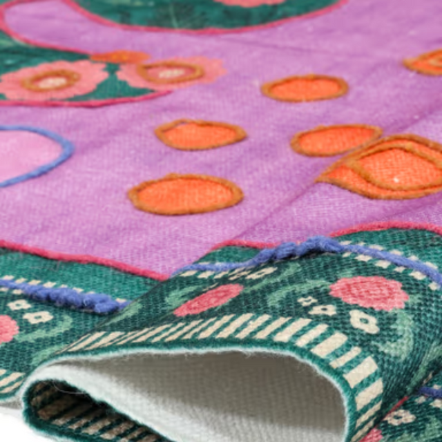 LO CAT EMBROIDERY KIDS COTTON RUG