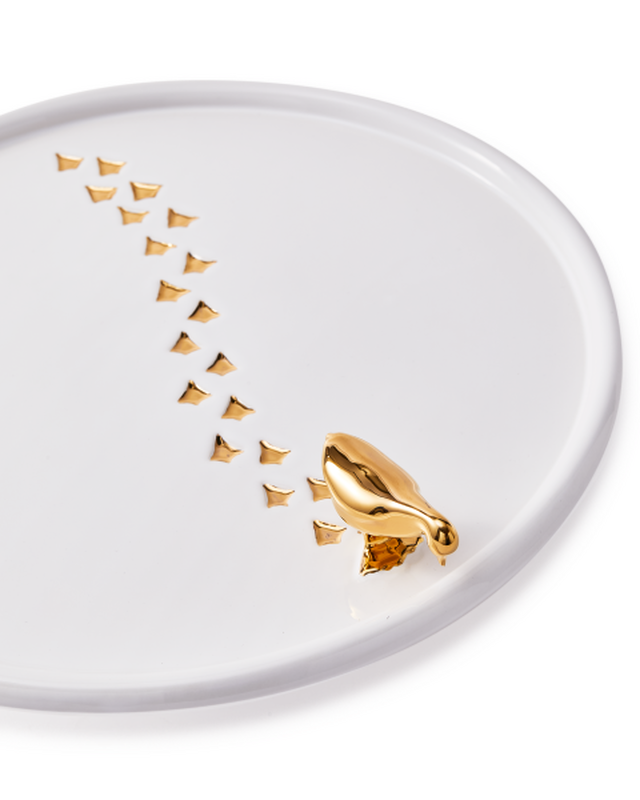WALKING DUCK PLATE IN WHITE & GOLD