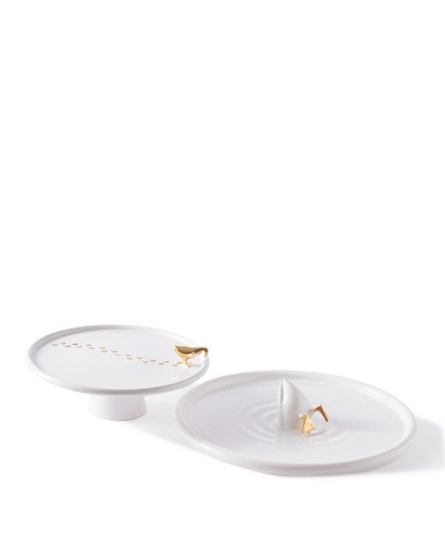 WALKING DUCK PLATE IN WHITE & GOLD