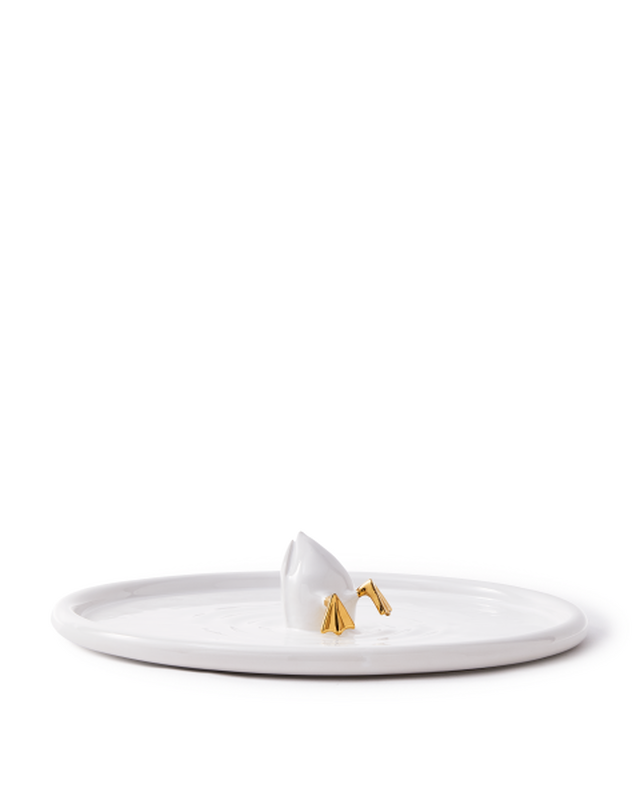 DIVING DUCK PLATE IN WHITE & GOLD