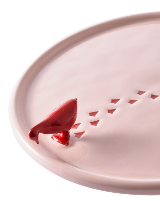 WALKING DUCK PLATE IN PINK & RED
