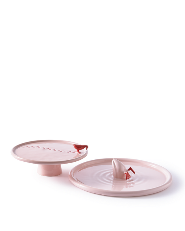 WALKING DUCK PLATE IN PINK & RED