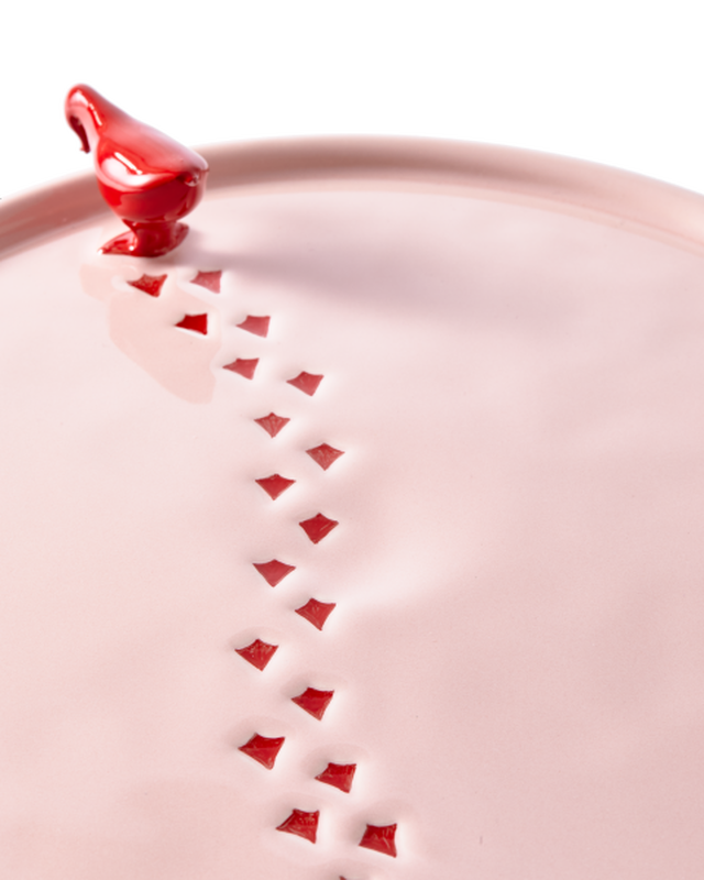WALKING DUCK PLATE IN PINK & RED