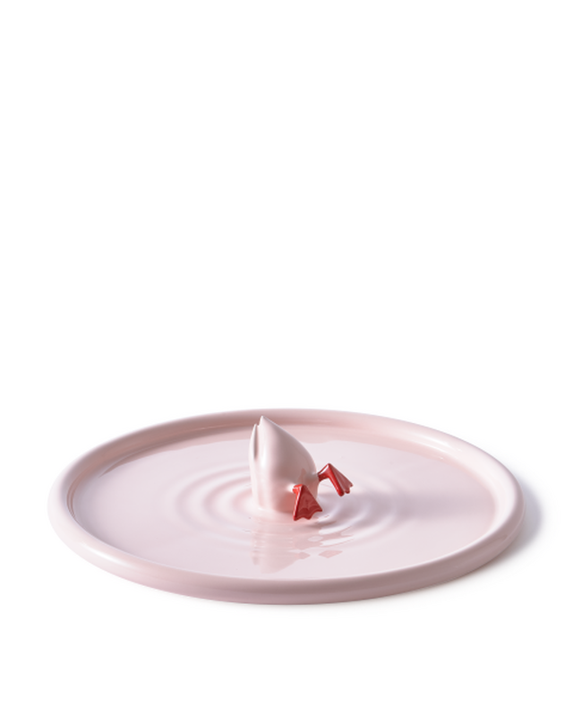 DIVING DUCK PLATE IN PINK & RED