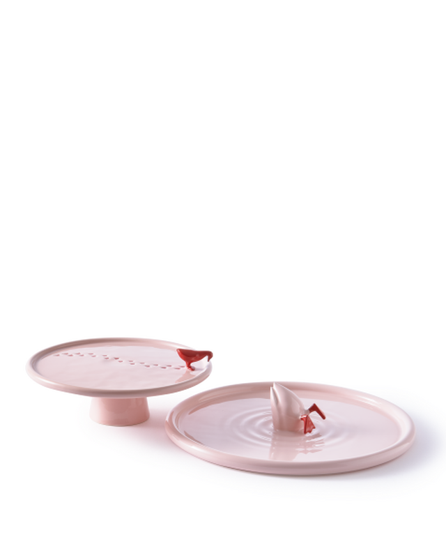 DIVING DUCK PLATE IN PINK & RED