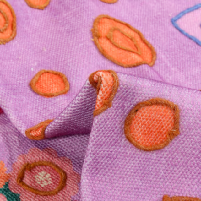 LO CAT EMBROIDERY KIDS COTTON RUG