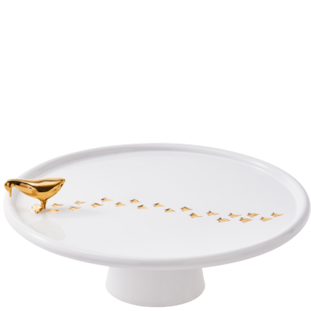 WALKING DUCK PLATE IN WHITE & GOLD