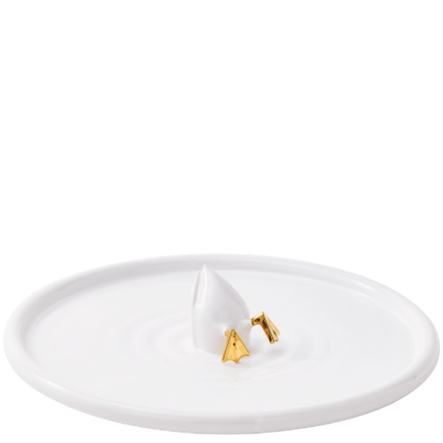 DIVING DUCK PLATE IN WHITE & GOLD
