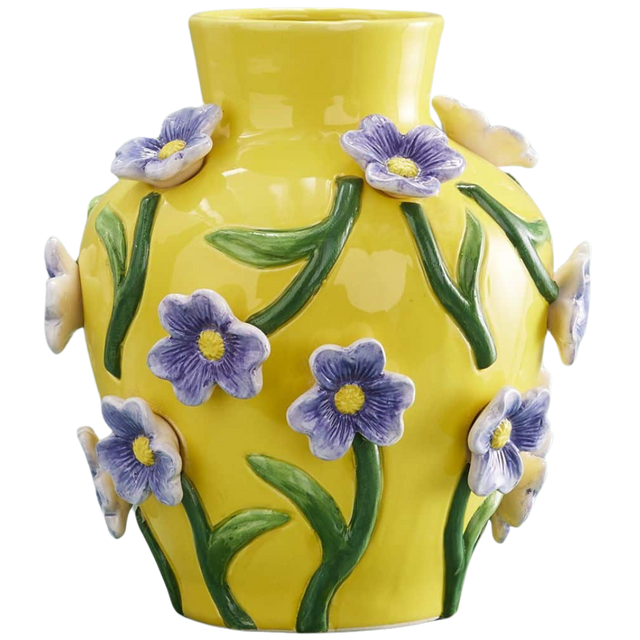 VASE SPRING WITH FLOWERS IN YELLOW