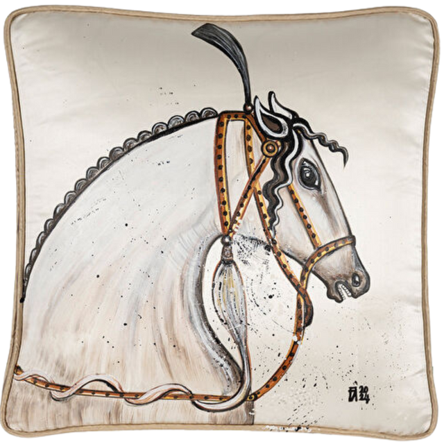 ALPAQ STUDIO. SILK CUSHION HORSE