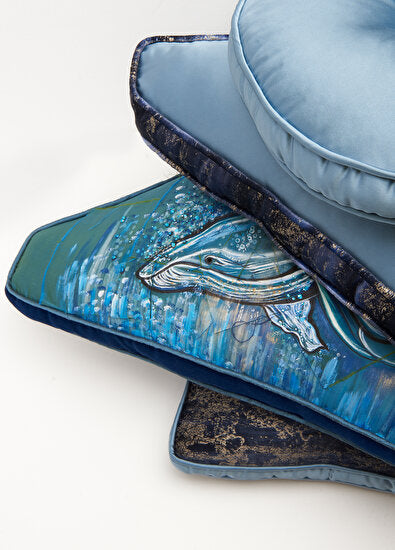 ALPAQ STUDIO. WHALE DUPION SILK CUSHION