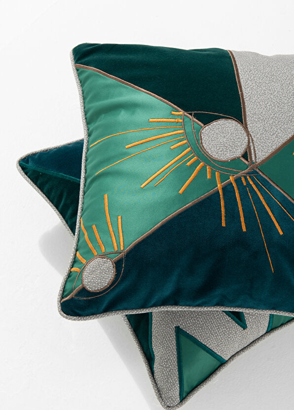 ALPAQ STUDIO. BRODERI EYE SILK & VELVET CUSHION