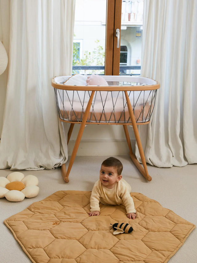 HANDMADE HONEYCOMB PLAY RUG WITH RATTLE TOY