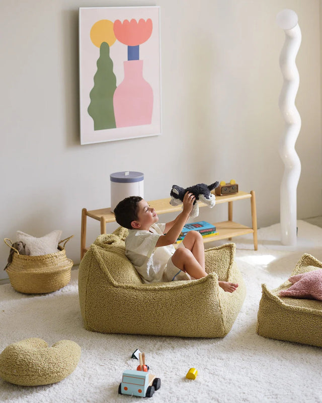KIDS BEANBAG MATCHA POUF MADE OF TEDDY
