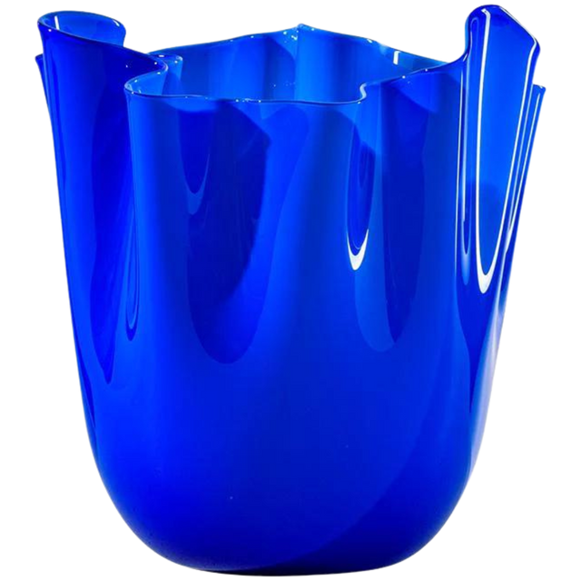 VENINI FAZZOLETTI OPALINO SMALL VASE IN BLUE