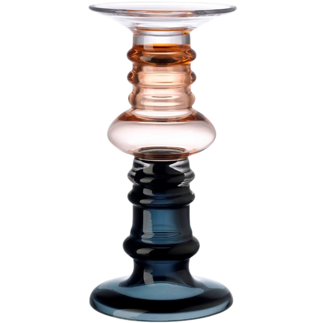 BETTY CANDLE HOLDER IN DARK BLUE & CINNAMON