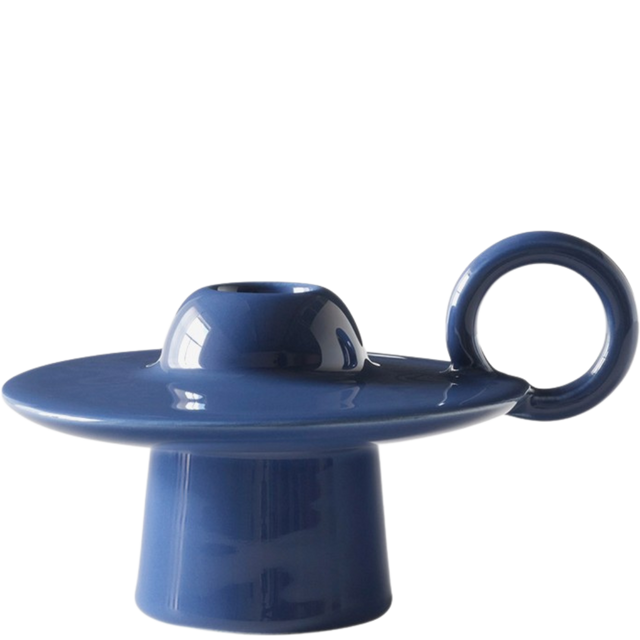 MOMENTO CANDLE HOLDER IN AZURE