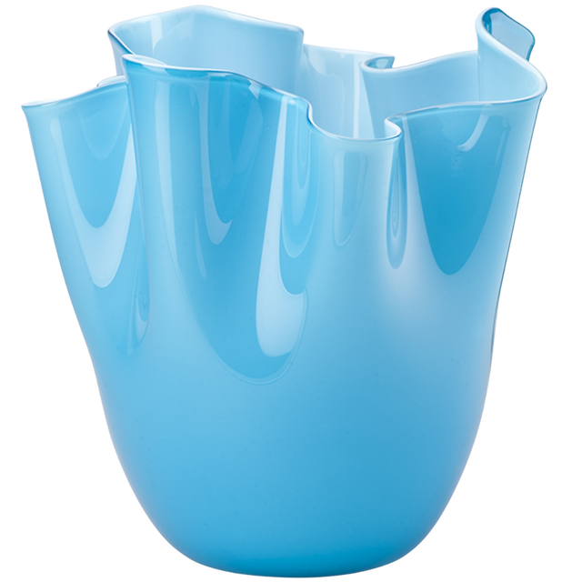 VENINI FAZZOLETTI OPALINO VASE IN AQUAMARINE