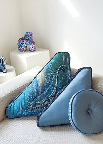 ALPAQ STUDIO. WHALE DUPION SILK CUSHION