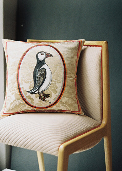 ALPAQ STUDIO. SILK CUSHION SEABIRD