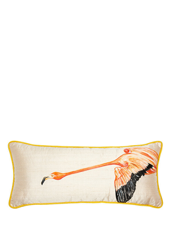 ALPAQ STUDIO. FLAMINGO SILK RECTANGULAR CUSHION