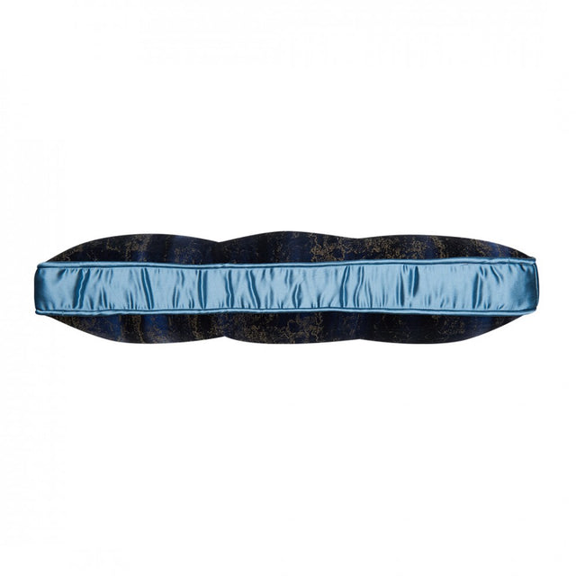 ALPAQ STUDIO. RECTANGULAR SILK & VELVET CUSHION IN BLUE