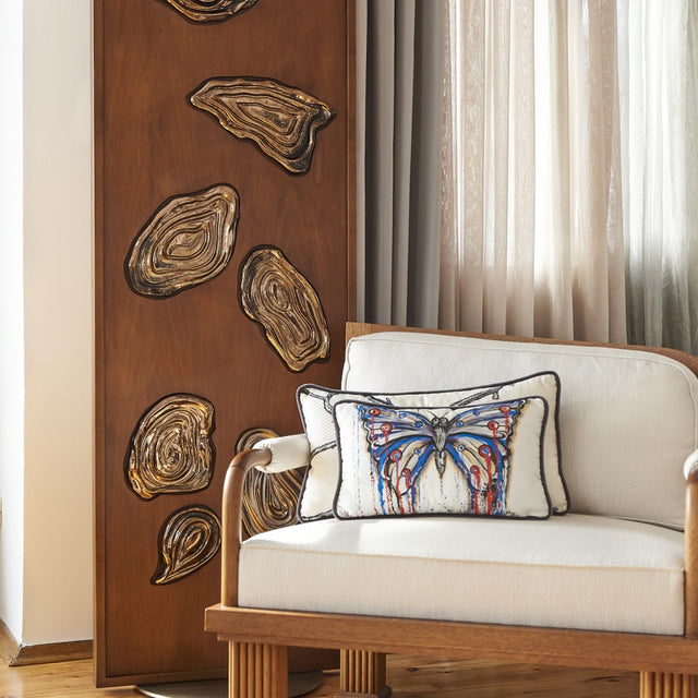 ALPAQ STUDIO. RECTANGULAR SILK CUSHION BUTTERFLY
