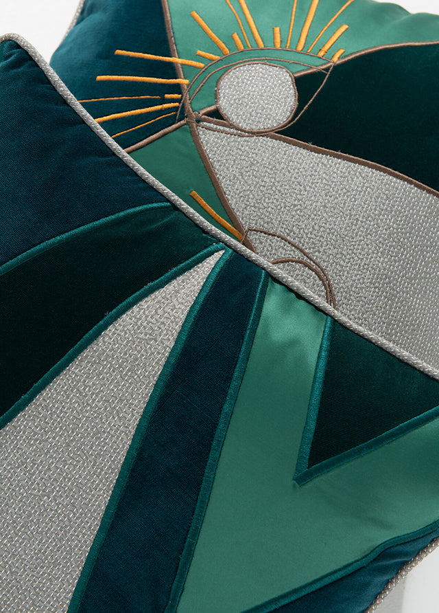 ALPAQ STUDIO. BRODERI ZIGZAG SILK & VELVET CUSHION