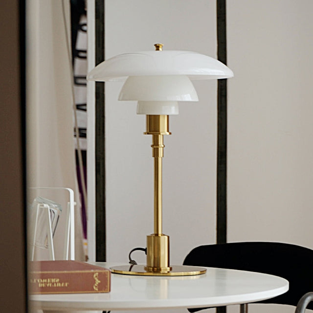 HENNINGSEN TABLE LAMP. BRASS METALLISED