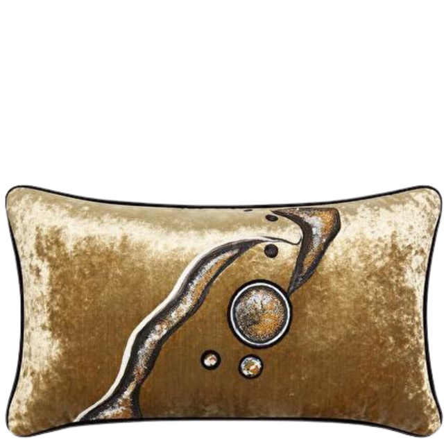 ALPAQ STUDIO. GOLD VELVET RECTANGULAR CUSHION