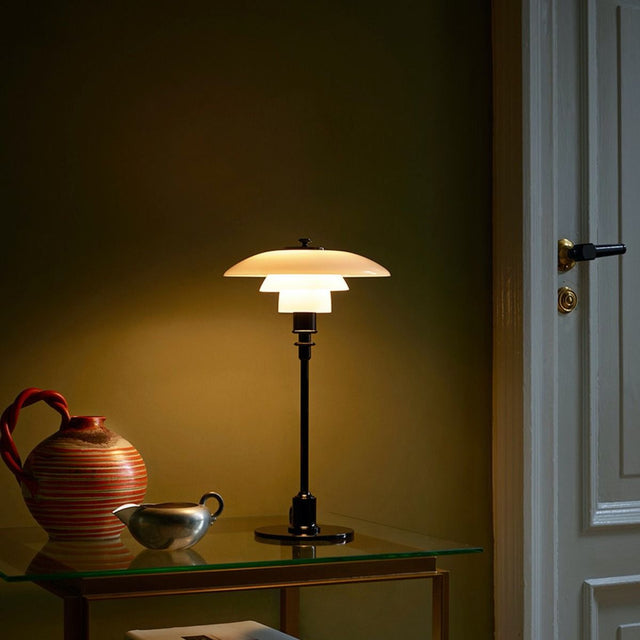 HENNINGSEN TABLE LAMP. BLACK METALLISED