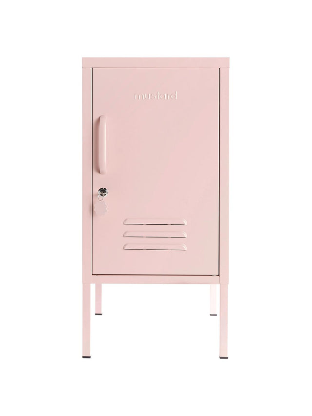 METAL BEDSIDE TABLE THE SHORTY IN PINK WITH LEFT OR RIGHT HINGE