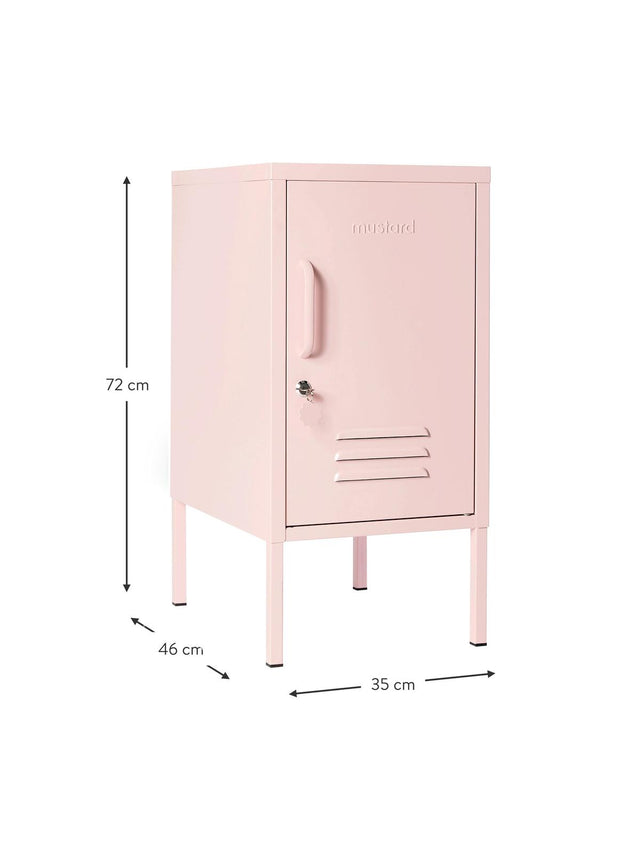 METAL BEDSIDE TABLE THE SHORTY IN PINK WITH LEFT OR RIGHT HINGE