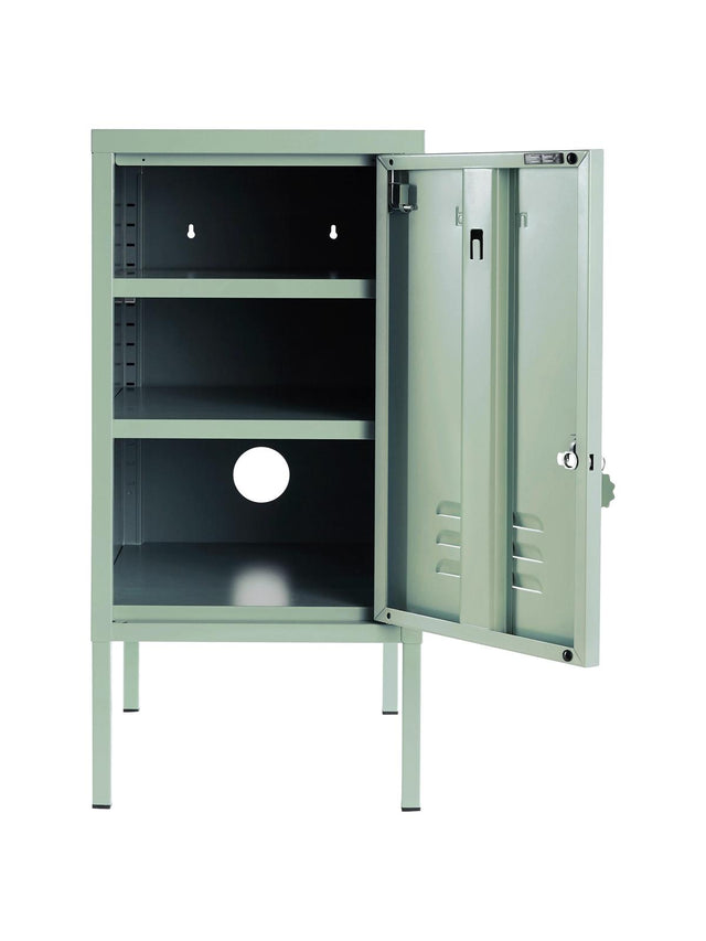 METAL BEDSIDE TABLE THE SHORTY IN OLIVE WITH LEFT OR RIGHT HINGE