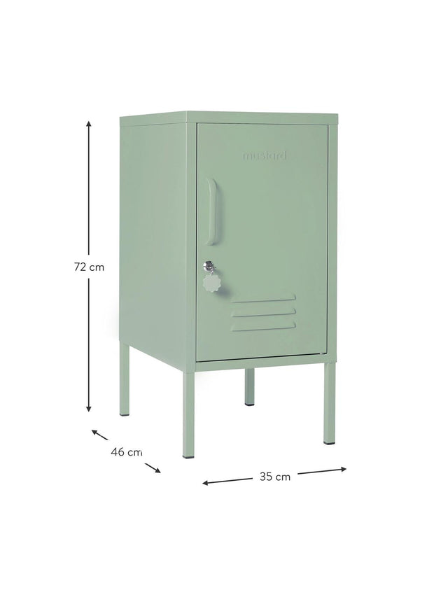 METAL BEDSIDE TABLE THE SHORTY IN OLIVE WITH LEFT OR RIGHT HINGE