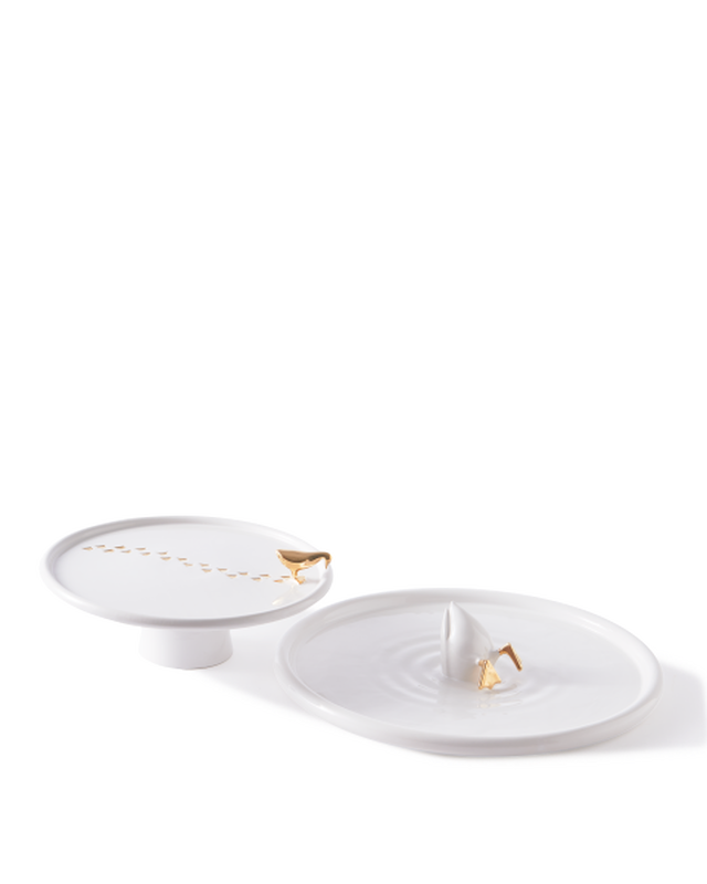DIVING DUCK PLATE IN WHITE & GOLD