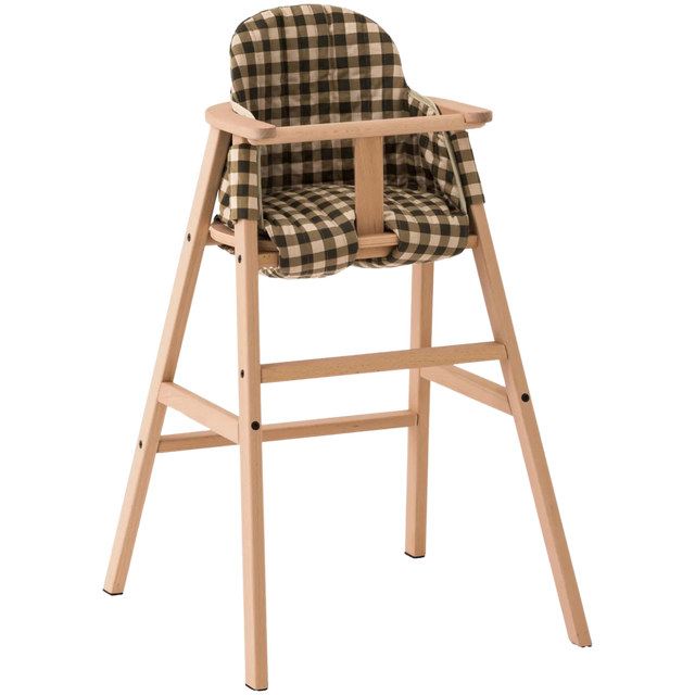 GROWING GREEN HIGHT CHAIR SEAT CUSHION FROM COTTON IN OLIVE GREEN & LIGHT BEIGE