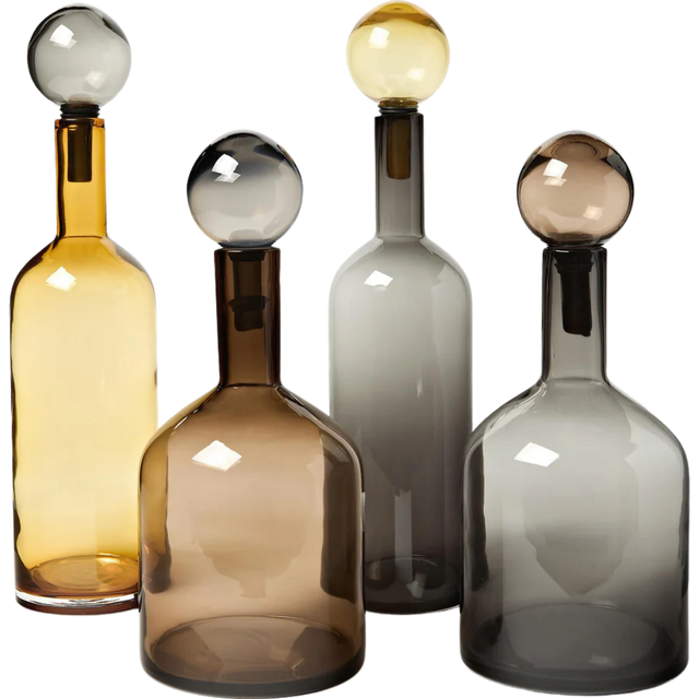 MOUTH-BLOWN DECORATIVE BOTTLES BUBBLES, SET OF 4 PC.