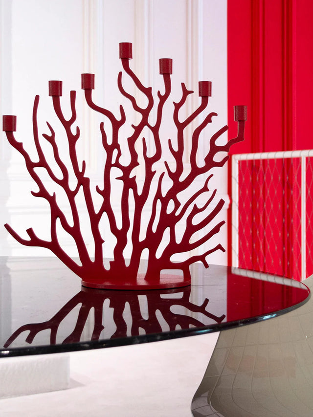 TENOCHTITLAN CANDLE HOLDER IN RED