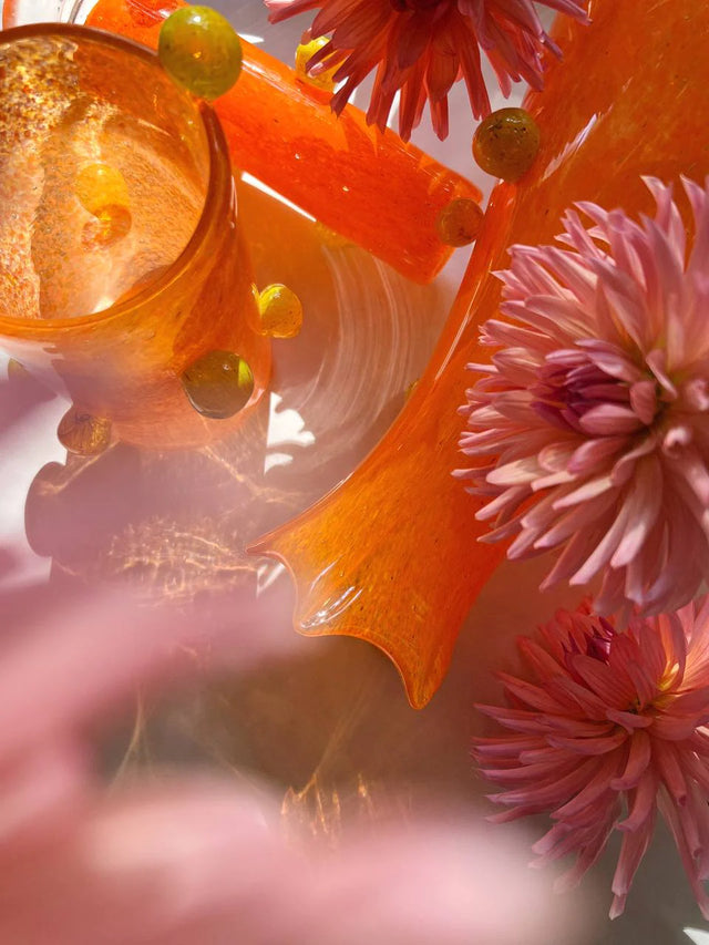 BULBOUS TALL VASE IN ORANGE