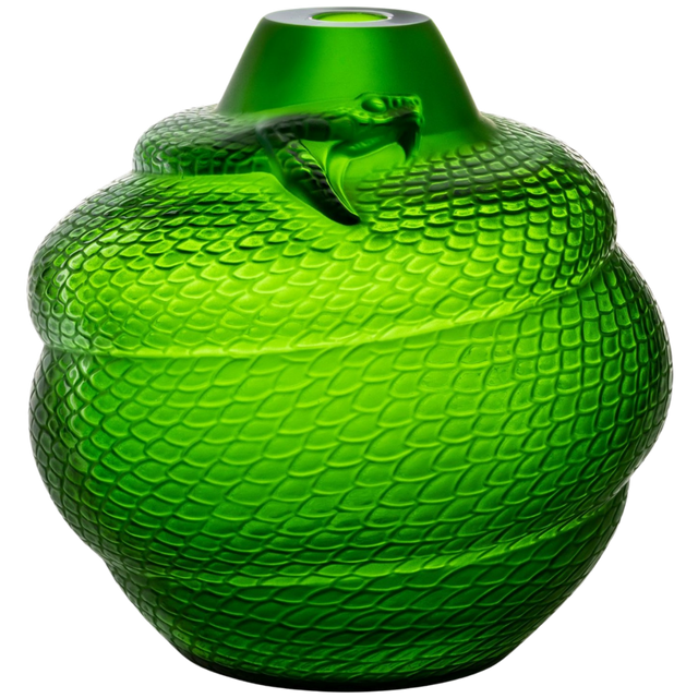 LALIQUE SERPENT VASE IN GREEN