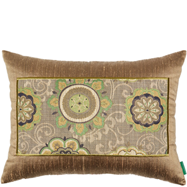 ALPAQ STUDIO.  SILK CUSHION BROWN FLOWER