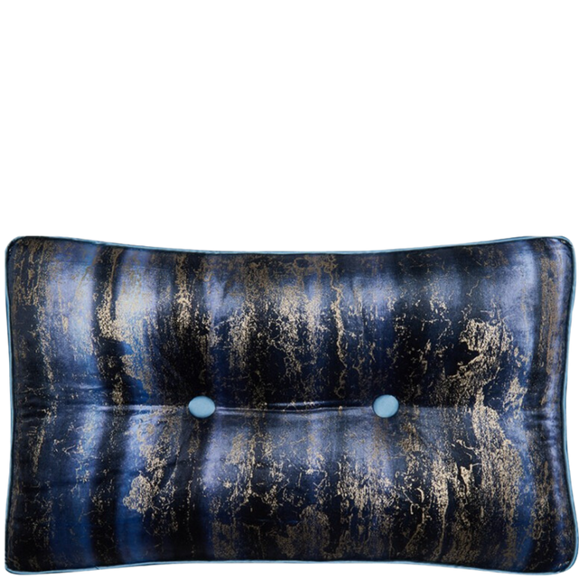 ALPAQ STUDIO. RECTANGULAR SILK & VELVET CUSHION IN BLUE